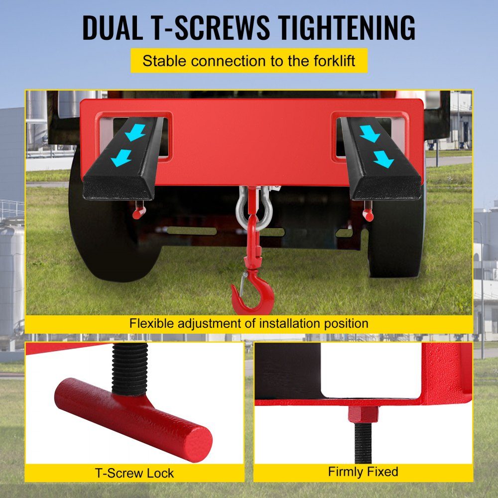 2-Tonnen-Gabelstapler-Hebehaken, 4000 £/2000 kg Tragfähigkeit, Gabelhubwagen, Drehhaken, Mobilkran, Gabelstapler-Anbaugeräte