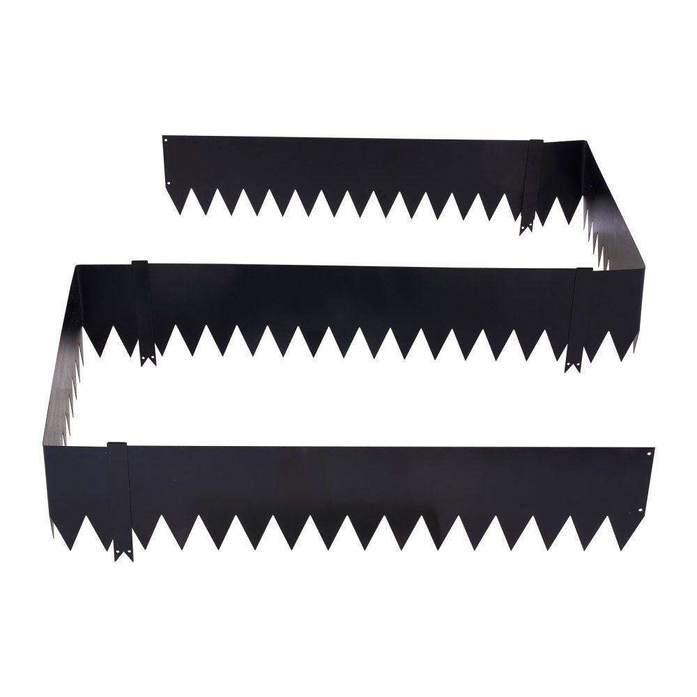 Rasenkanten 6er Pack, 1016x254 mm, Beeteinfassung aus verzinktem Stahl, inkl. 8 Befestigungsklammern, Beeteinfassung, Rasenbleche, Mähkante Metallpalisade für Beete und Gartenwege, schwarz