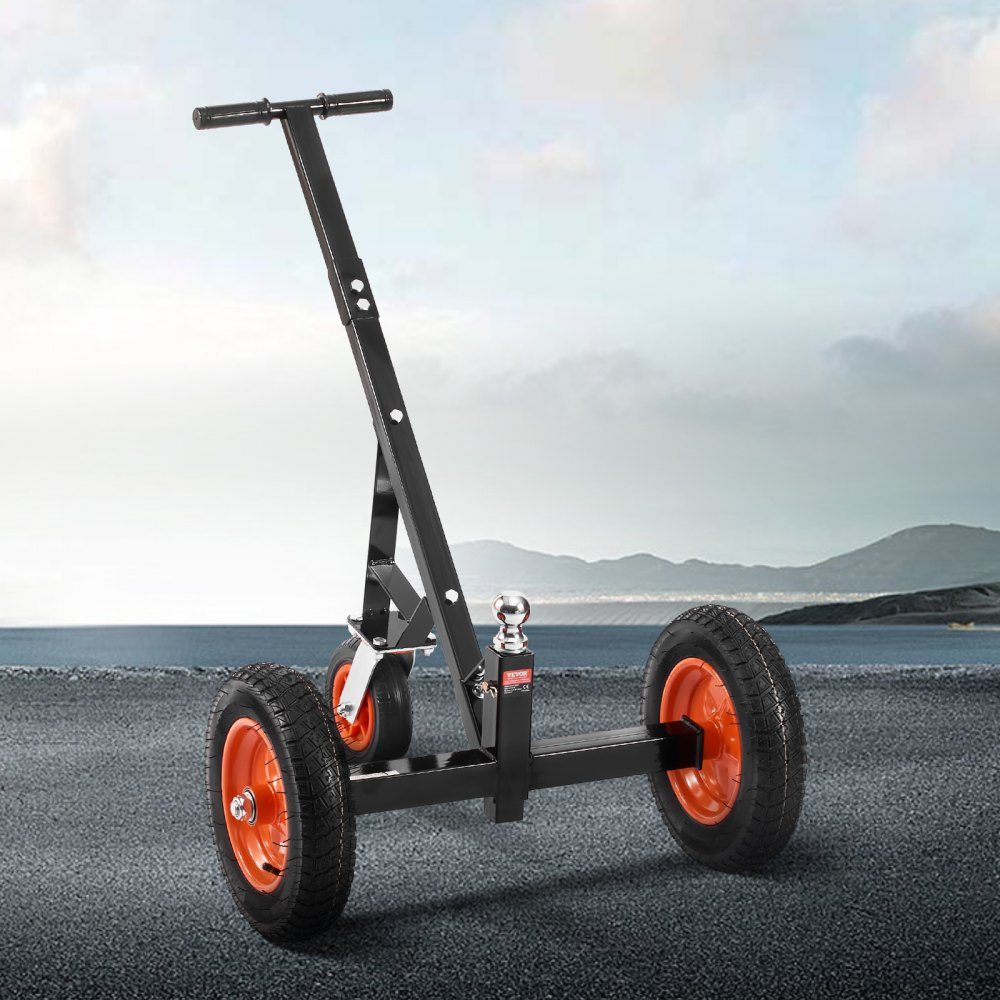 Trailer Dolly, 454kg Support Load, 425 & 560mm Adjustable Height, 50.8mm Ball, 355.6mm Pneumatic Tires, Carbon Steel, for Moving Motorhome Trailers
