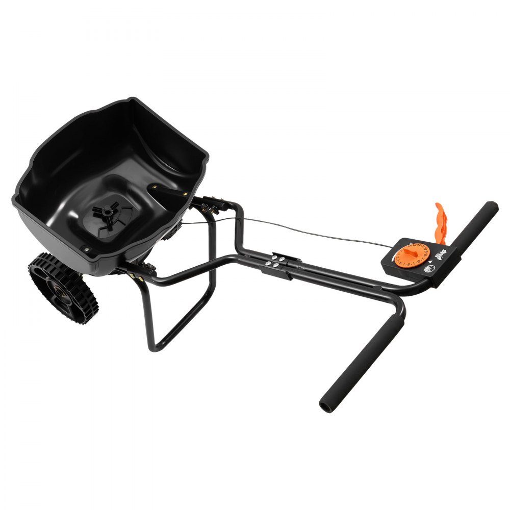 Spreader 6.8 kg capacity, fertilizer spreader 3 m spreading width, centrifugal spreader with 25.4 cm tires, adjustable spreading quantity, standard spreader for fertilizer and seeds in the home garden