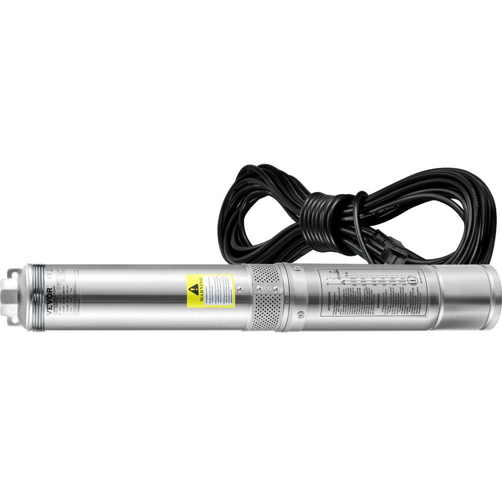 88,9 mm Tiefbrunnenpumpe 750W Brunnenpumpe 105L/min Tauchpumpe max. Förderhöhe 62m Rohrpumpe 230V 50Hz Sandpumpe IP68 Wasserpumpe mit 20m Kabelpumpe Ideal zur Bewässerung oder Wasserversorgung