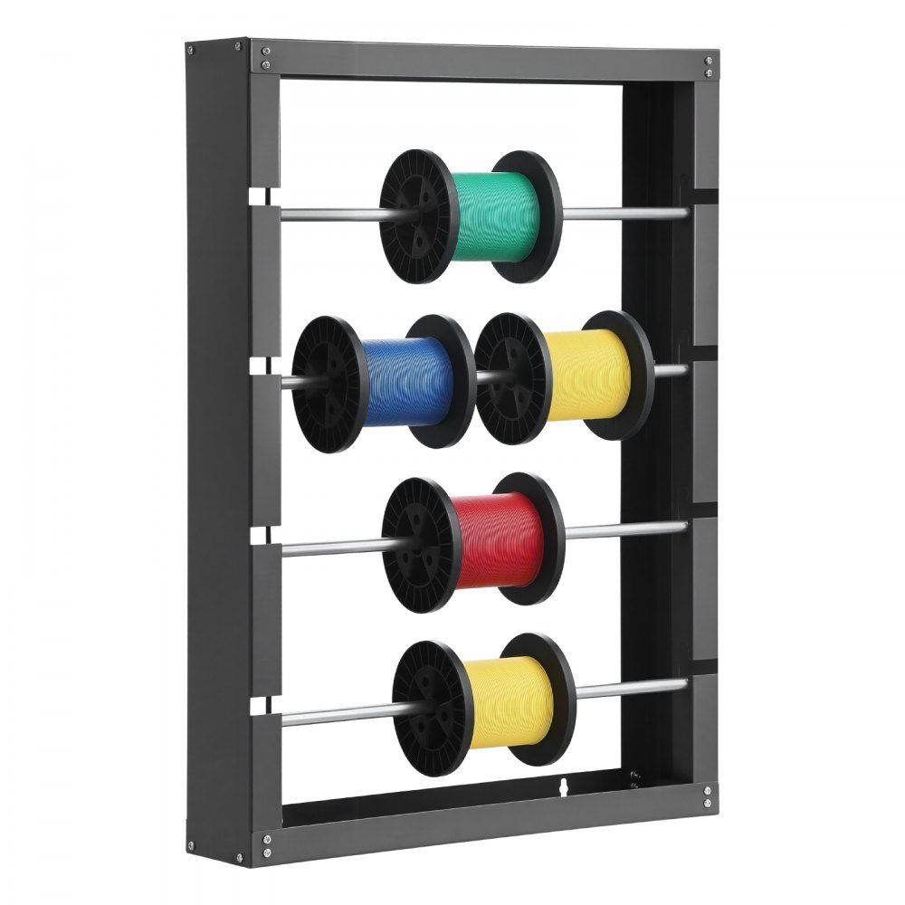 Wire Spool Holder, 4 Adjustable Bars, Wall Mounted Cold Rolled Steel Cable Spool Holder, Cable Storage and Display Stand, Load Capacity 68kg, for Various Conditions