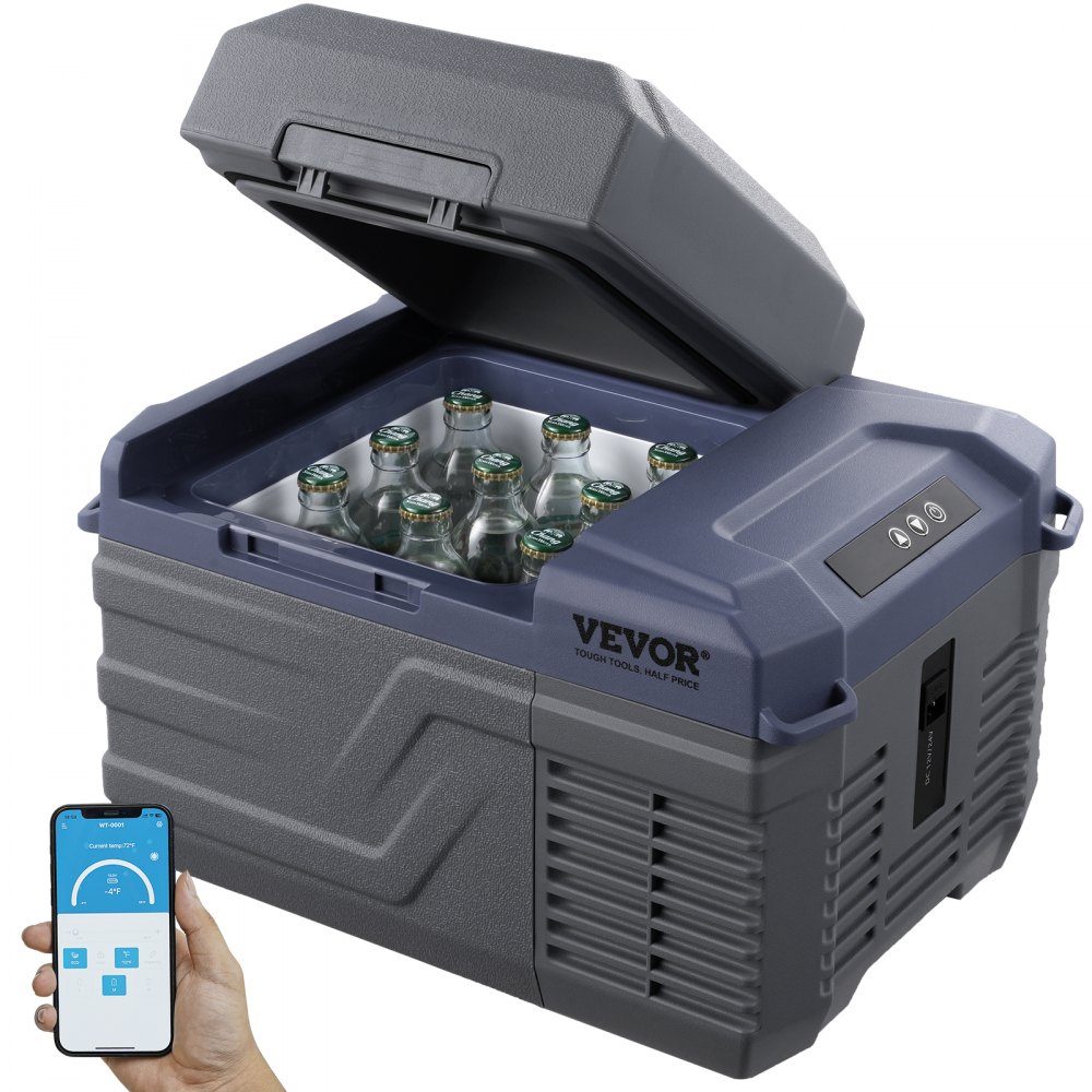 Car Refrigerator, 12V Car Fridge, Portable 12L Single Zone Freezer, Adjustable Range from -4℉ to 68℉, 12/24V DC and 100-240V AC Compressor Cooler for Outdoor, Camping, RV