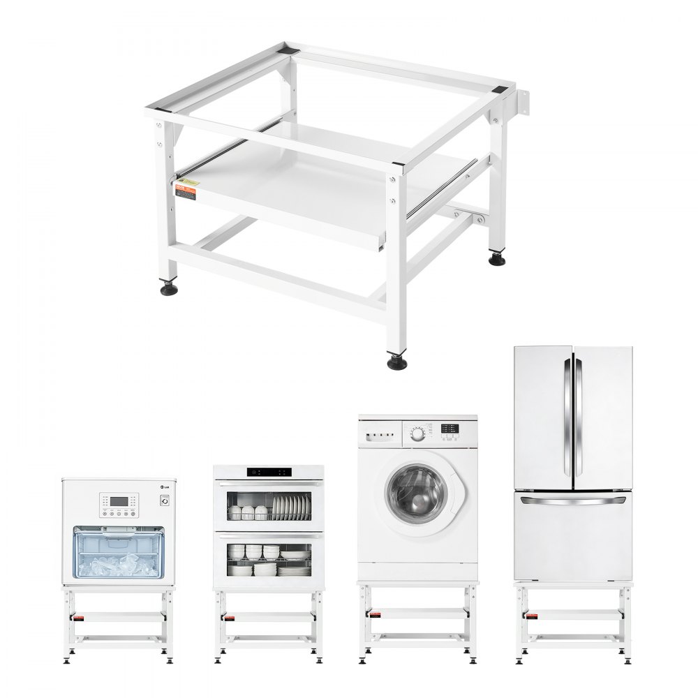 Châssis pour lave-linge hauteur 410 mm, rehausseur pour lave-linge avec tablette coulissante, capacité de charge 318 kg, pieds antidérapants, socle pour sèche-linge en acier, support, ajustement universel, blanc Châssis pour lave-linge hauteur 410 mm, rehausseur pour lave-linge avec tablette coulissante, capacité de charge 318 kg, pieds antidérapants, socle pour sèche-linge en acier, support, ajustement universel, blanc