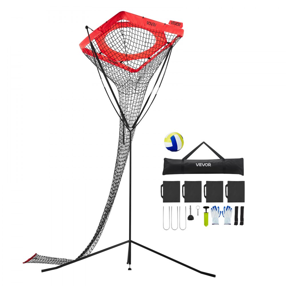 Volleyball trainer net training device, angle and height adjustable volleyball trainer, portable practice net with steel base, carrying bag, target net for hitting and smashing Volleyball trainer net training device, angle and height adjustable volleyball trainer, portable practice net with steel base, carrying bag, target net for hitting and smashing