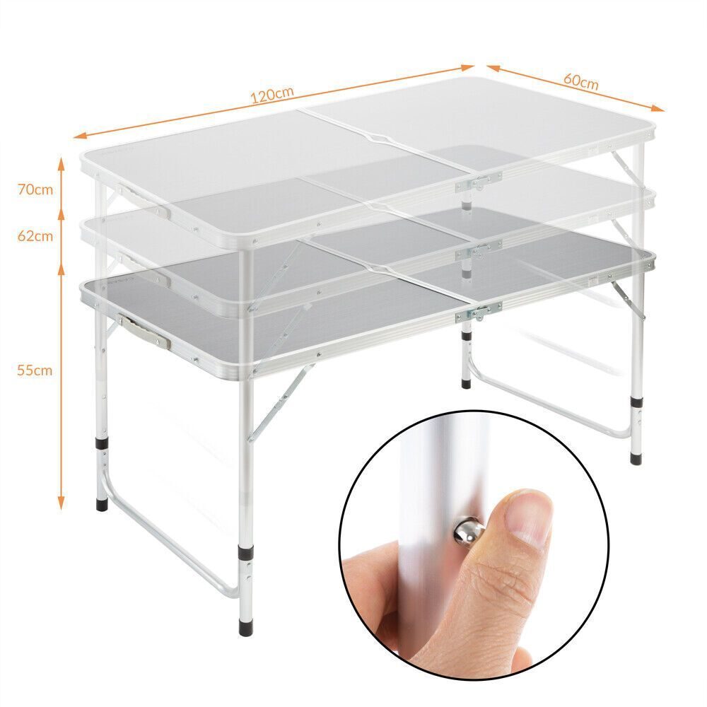 Table pliante extérieure Table de Camping Table de jardin pliante en aluminium pliant 120x60cm tabouret de Camping
