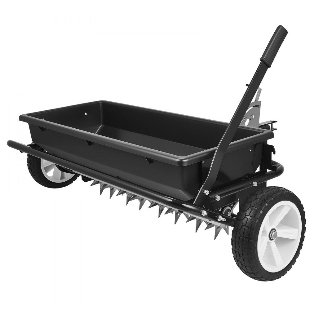 Anhänger-Rasenbelüfter 81 cm Streubreite, Streuer mit Universalkupplung, Gartensämaschine & Bodenbelüfter mit 45 kg Fassungsvermögen & 10 Zoll Rädern, Vertikutierer für ATVs & UTVs