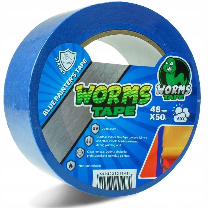 24x Premium WORMS TAPE painter's tape BLUE 38mm x 50m