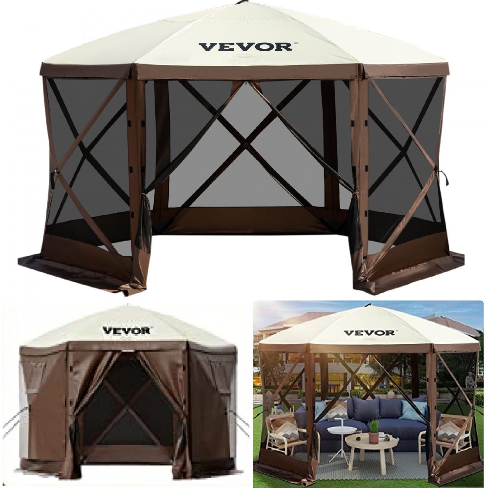Gazebo Tent 12x12ft 6 Sided Pop Up Camping Canopy Tent with Mesh Windows, Portable Carry Bag, Pegs, Large Shade Tents for Outdoor Camping, Lawn and Backyard Gazebo Tent 12x12ft 6 Sided Pop Up Camping Canopy Tent with Mesh Windows, Portable Carry Bag, Pegs, Large Shade Tents for Outdoor Camping, Lawn and Backyard