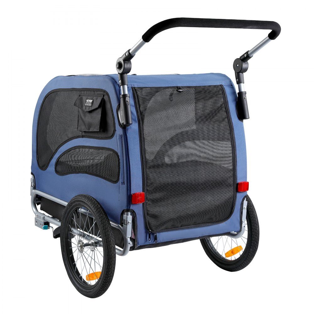 Hundeanhänger 45 kg 2-in-1 Fahrradanhänger Kohlenstoffstahl + 600D Oxford-Gewebe + PP faltbar 1440 x 725 x 845 mm als Anhänger 1320 x 725 x 920 mm als Kinderwagen Hundebuggy Jogger Anhänger Blau