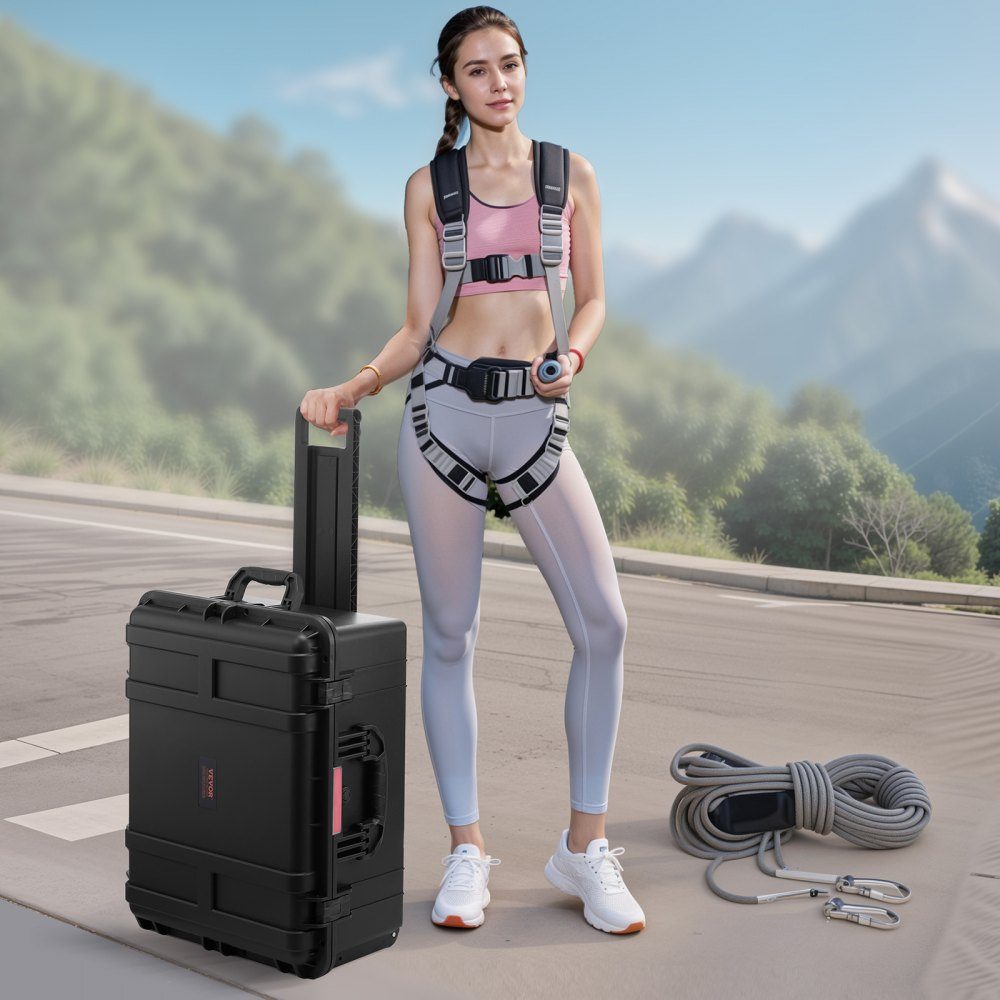 Valise à coque rigide de 3,5 pieds cubes, valise trolley à coque rigide avec roulettes et poignée de traction rétractable, IP67-Schutzkoffer étanche avec 4 clips, 4 trous de cadenas et insert en mousse