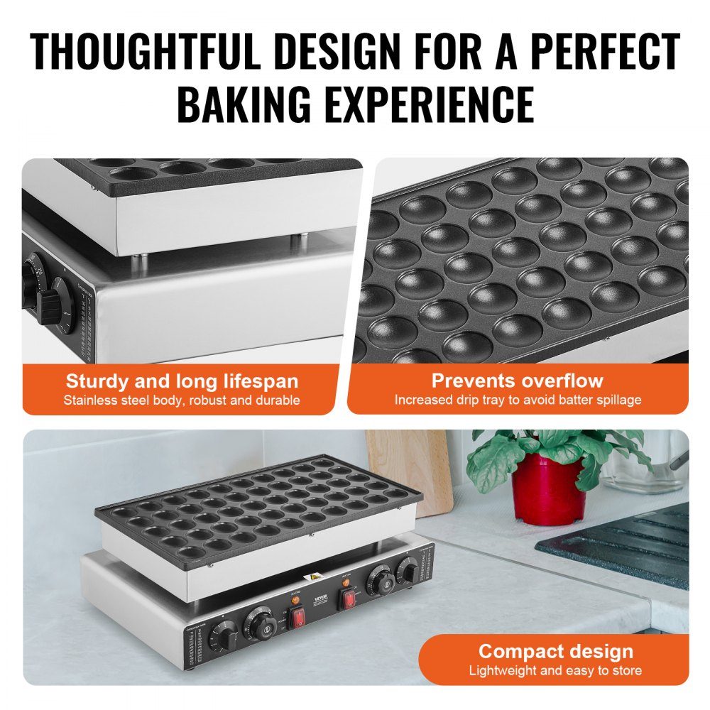Mini Pancake Machine, Commercial Dutch Mini Pancake Machine, 50pcs 43mm Diameter Dorayaki Baking Machine, 1700W, Dual Temperature and Time Control, in Kitchens and Restaurants