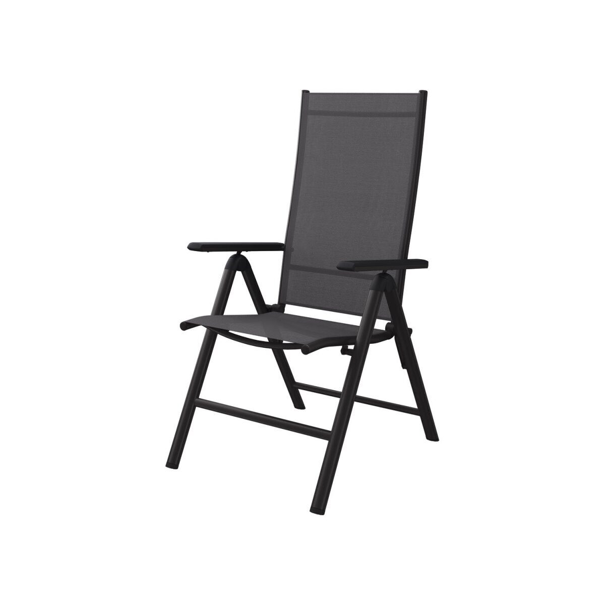 7-fach Aluminium Hochlehner Gartenstuhl 2er Set Schwarz/Anthrazit