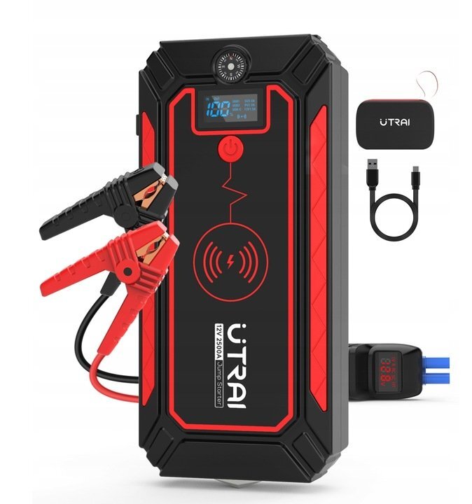 UTRAI Démarreur de voiture 12 V 2500 A 24 000 mAh Batterie de voiture Banque d'alimentation jusqu'à 8 L Essence 7 L Démarreur diesel avec QC3.0 Double lampe de poche LED USB Marteau d'urgence UTRAI Démarreur de voiture 12 V 2500 A 24 000 mAh Batterie de voiture Banque d'alimentation jusqu'à 8 L Essence 7 L Démarreur diesel avec QC3.0 Double lampe de poche LED USB Marteau d'urgence