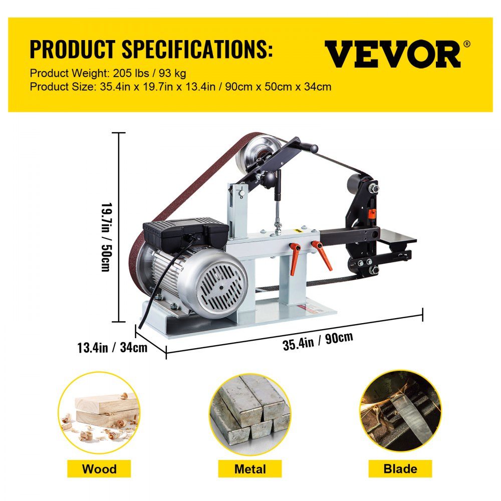 Belt Sander 2" x 82" Belt Disc Sander Combo Belt Disc Sander, 2800 RPM Belt and Disc Sander, PH 427 x 12" Rubber Contact Wheel Stand Belt Disc Sander