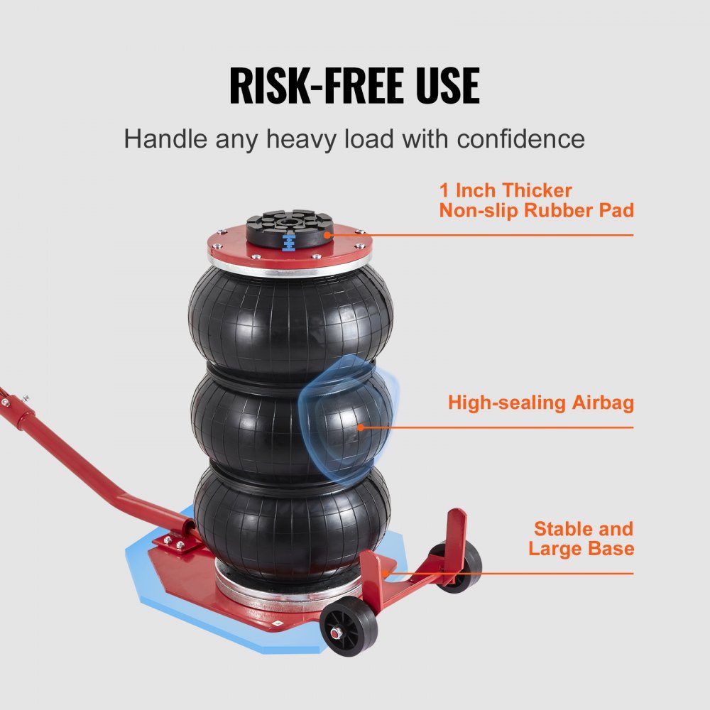 Pneumatyczny podnośnik samochodowy Triple Bag Air Jack 3 t, Triple Bag Air Jack 140-450 mm wysokość podnoszenia Bag Air Jack, 5 minut podnoszenia Podnośnik Air Jack oszczędzający pracę w przypadku SUV-ów, ciężarówek, samochodów itp.