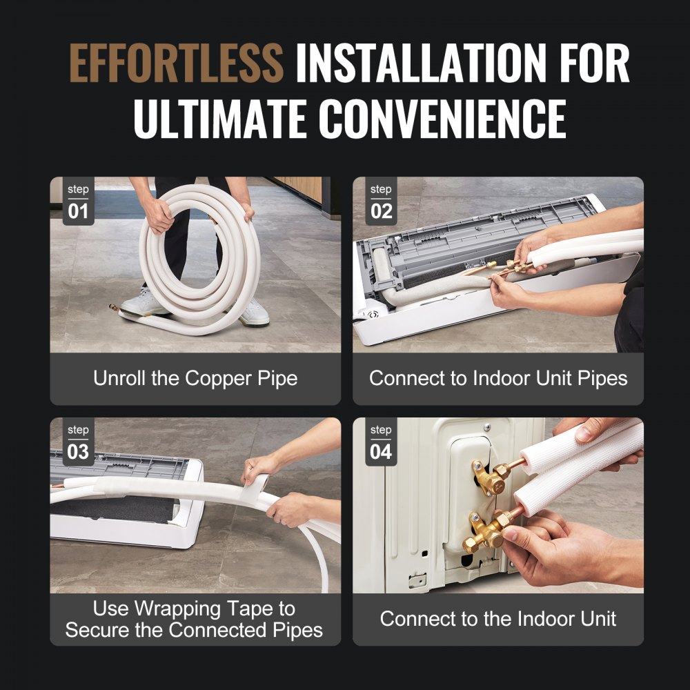 50FT mini split line kit, 1/4" and 1/2" OD copper tubing with triple layer insulation, for mini split air conditioning, refrigerant or heat pump equipment and HVAC with 50FT mini split line kit, 1/4" and 1/2" OD copper tubing with triple layer insulation, for mini split air conditioning, refrigerant or heat pump equipment and HVAC with
