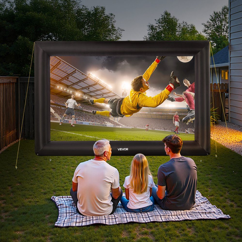 Inflatable Movie Screen, 600D Projector Screen, Projection Screen with Portable Storage Bag, 16:9 Movie Projection for Home Theater Theme Party, Pool Fun (513x185x330cm)
