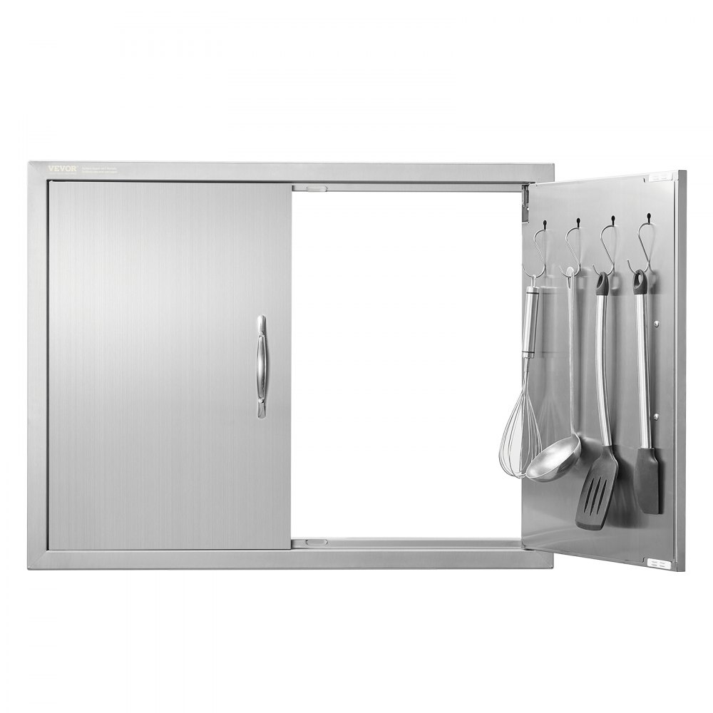 Grill Access Door, 787 x 609 mm, Double Outdoor Kitchen Door, Flush Mounted Stainless Steel Door, Double Wall Vertical Door with Handles and Hooks, for Grill Island, Grill Station, Outdoor Cabinet Grill Access Door, 787 x 609 mm, Double Outdoor Kitchen Door, Flush Mounted Stainless Steel Door, Double Wall Vertical Door with Handles and Hooks, for Grill Island, Grill Station, Outdoor Cabinet