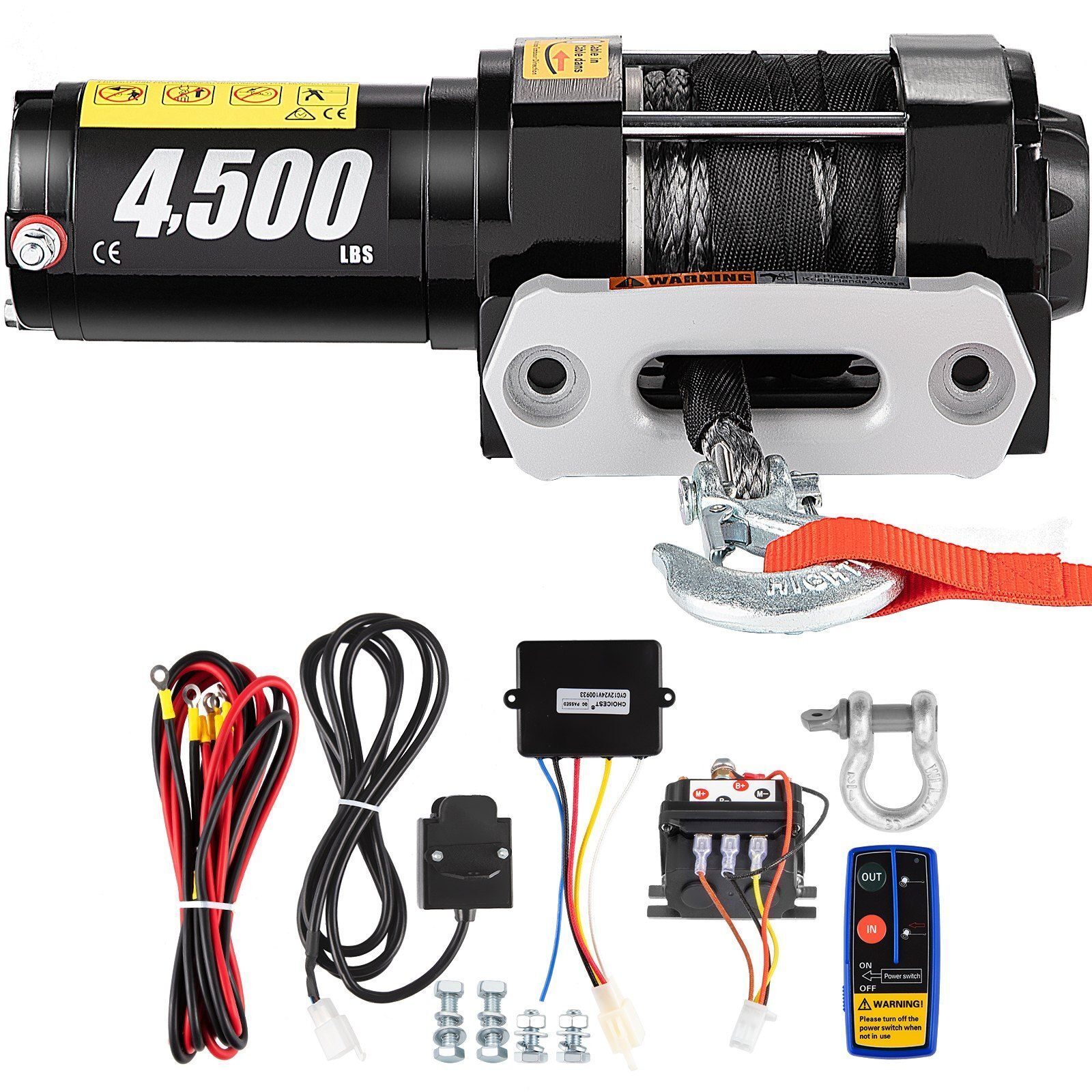 Electric winch 2t winch 13m motor winch radio remote control with accessory set