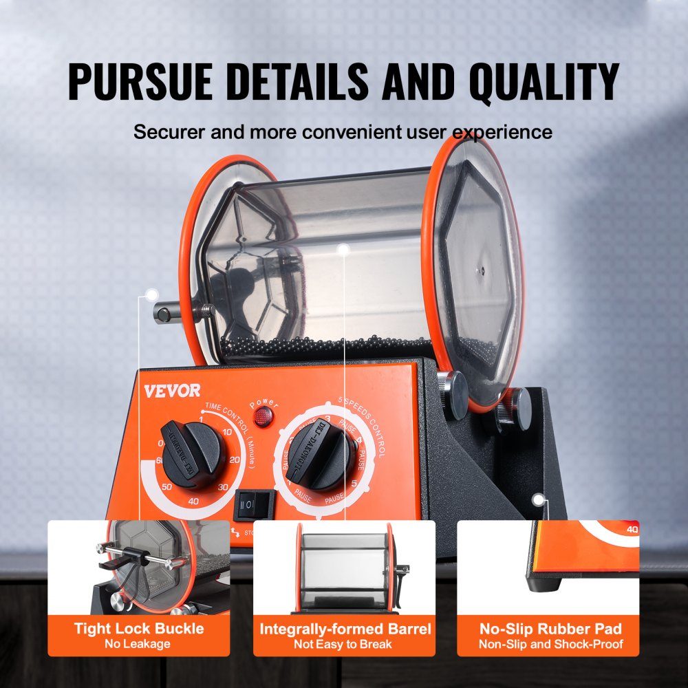 Polishing Drum, Jewelry Polishing Machine 3kg Rotary Cup Surface Polisher 60W Jewelry Polishing Rotary Cup Adjustable Time and Speed ​​Polisher Ball Mill for Gold Silver etc