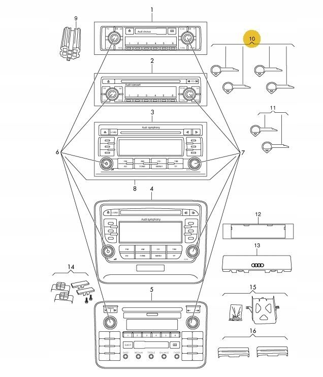 Radio-uithaalsleutel DIN Audi set van 4 stuks 8E0051530