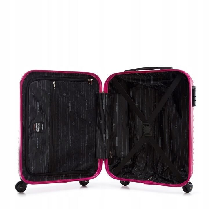 Valise premium valise de voyage valise de bord avec baleines plastique ABS 34l rose
