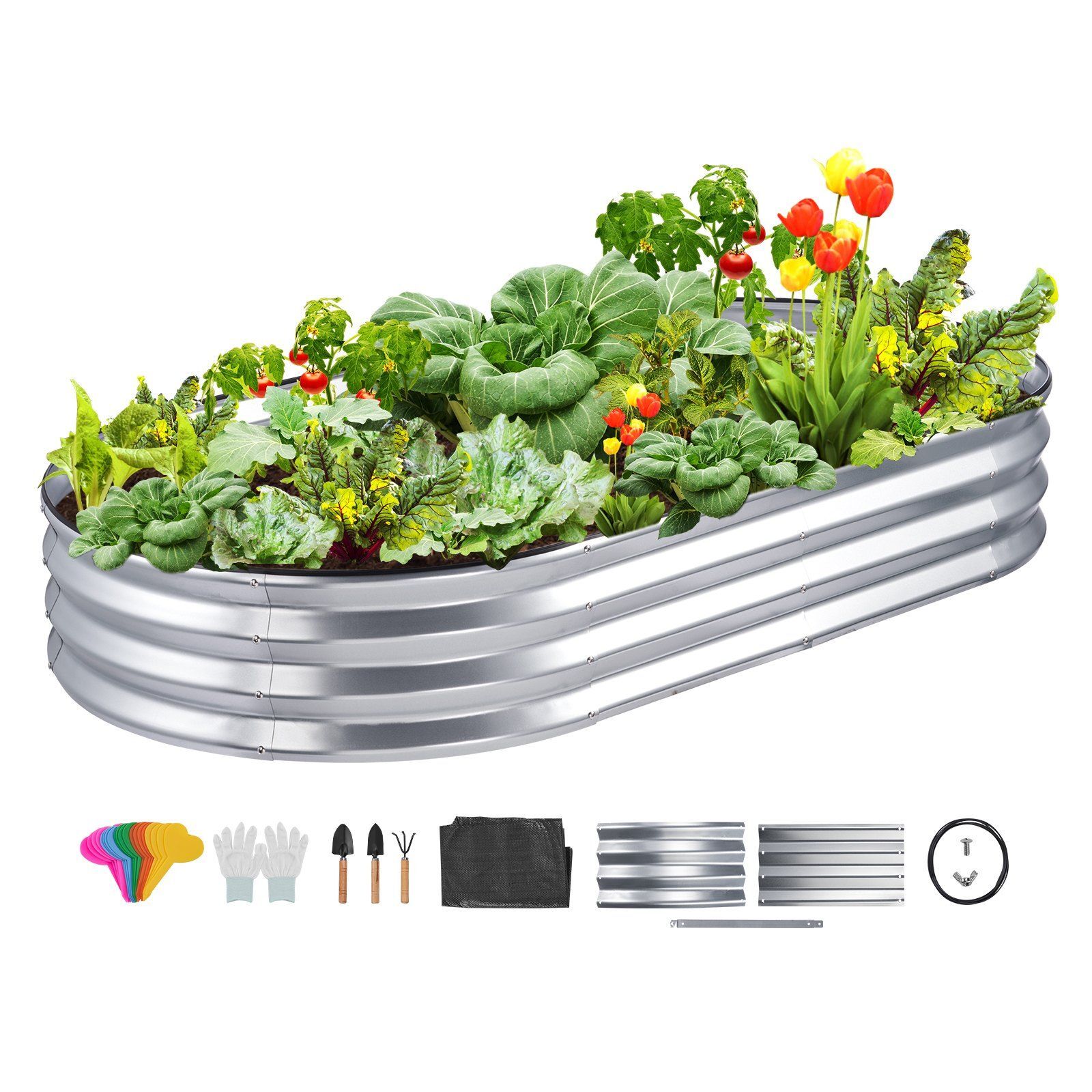 Complete set verhoogde plantenbakken, bloembak, plantenbak, groentebed, tuinbed, plantenbed, 180x90x30cm, gegalvaniseerd metaal Complete set verhoogde plantenbakken, bloembak, plantenbak, groentebed, tuinbed, plantenbed, 180x90x30cm, gegalvaniseerd metaal