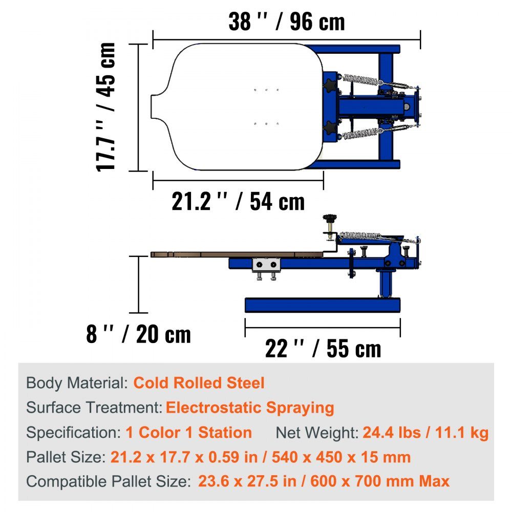 Screen Printing Press T-Shirt Screen Printing Machine 1 Color + 1 Station, T-Shirt Press, Heat Press for DIY, Printer for Textile Printing, Clothing, Pillowcases, Luggage, etc