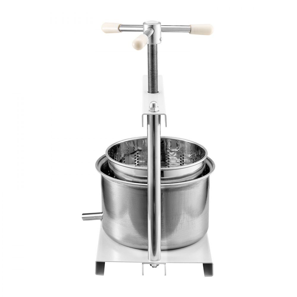 Fruit Wine Press, Fruit Grinder (5L), with 2 Stainless Steel Barrels, Manual Juicer for Wine Making, Cider Press, Apple Press, Grape Press, Olive Oil Press with Triangular Handle for Kitchen