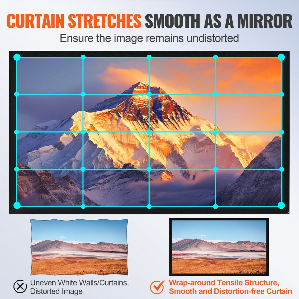 Projector screen 257 cm x 150 cm, screen diagonal 279 cm, screen ceiling mounting made of PVC, 15 kg projection surface with 160° viewing angle, for outdoor activities