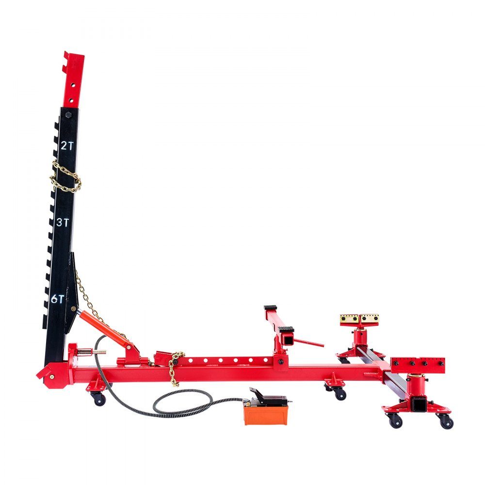Body Frame Puller and Straightener, 6T Tension Body Repair Tool with 3T Airbag Jack and 45MPa Hydraulic Foot Pump, Includes 16 Straightening Tools, for Auto Repair Shops