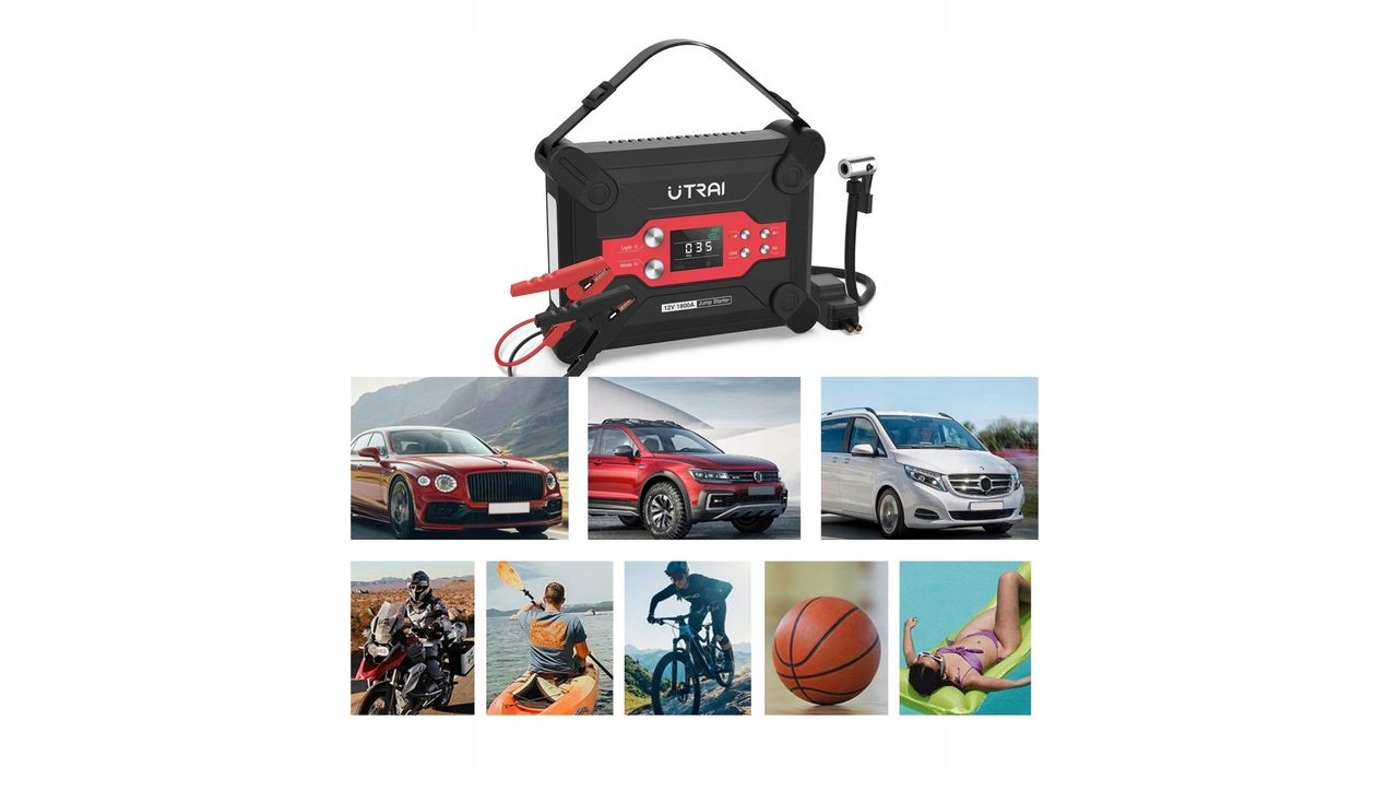 UTRAI JUMP STARTER BOOSTER START POWERBANK COMPRESSEUR 1800A PUISSANCE modèle 2022