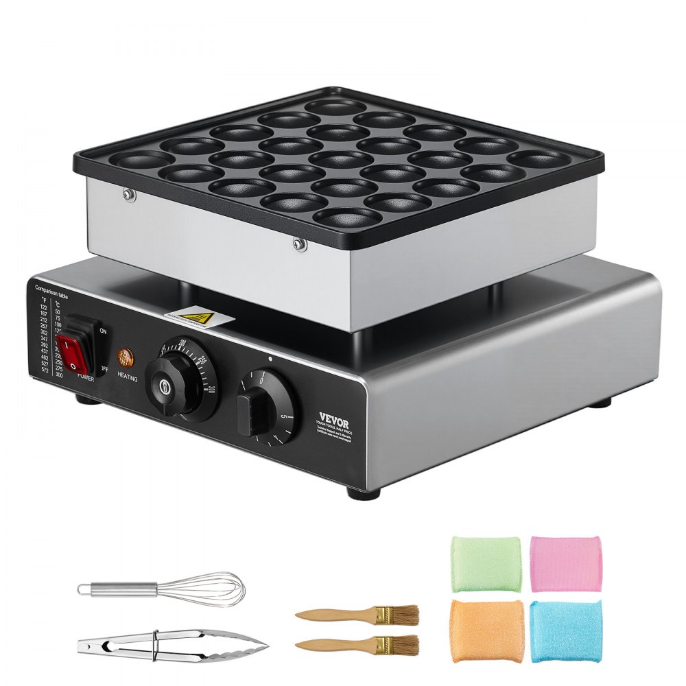 Mini Pancake Maker Dutch Muffin Waffle Iron with 43mm Diameter, Non-Stick Stainless Steel Poffertjes Grill, Electric Mini Pancake Baker for Home Kitchen Restaurant Mini Pancake Maker Dutch Muffin Waffle Iron with 43mm Diameter, Non-Stick Stainless Steel Poffertjes Grill, Electric Mini Pancake Baker for Home Kitchen Restaurant