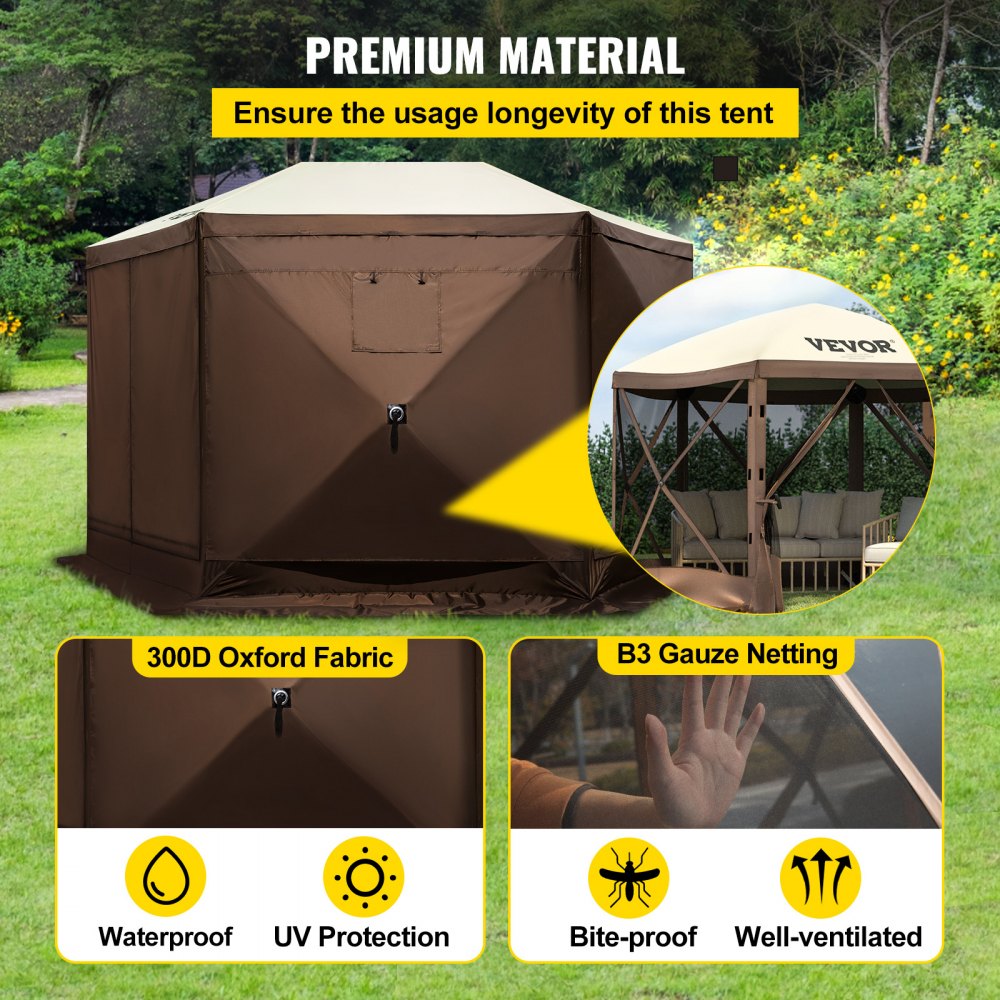 Opvouwbare tuinpaviljoen 3,05 m x 3,05 m 6-zijdige pop-up campingluifeltent met gaasramen, draagbare draagtas, grondpinnen, groot tuinpaviljoen voor buitenkamperen, gazon en achtertuin Opvouwbare tuinpaviljoen 3,05 m x 3,05 m 6-zijdige pop-up campingluifeltent met gaasramen, draagbare draagtas, grondpinnen, groot tuinpaviljoen voor buitenkamperen, gazon en achtertuin