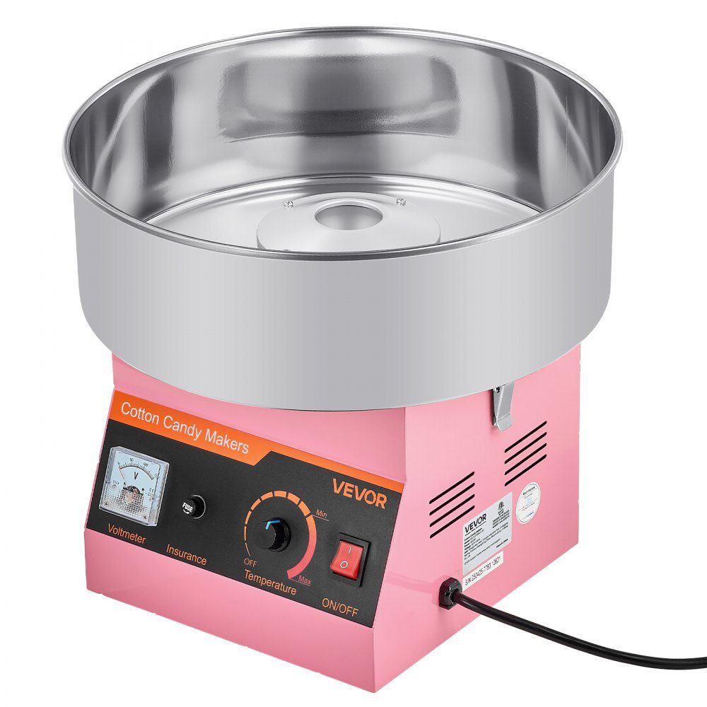 Machine à barbe à papa, machine à barbe à papa électrique 1000 W avec bol en acier inoxydable de 38 cm et cuillère à bonbons, fait de la barbe à papa pour les anniversaires à la maison, les réunions de famille, 3500 tr/min, rose – Réf. HT-23903