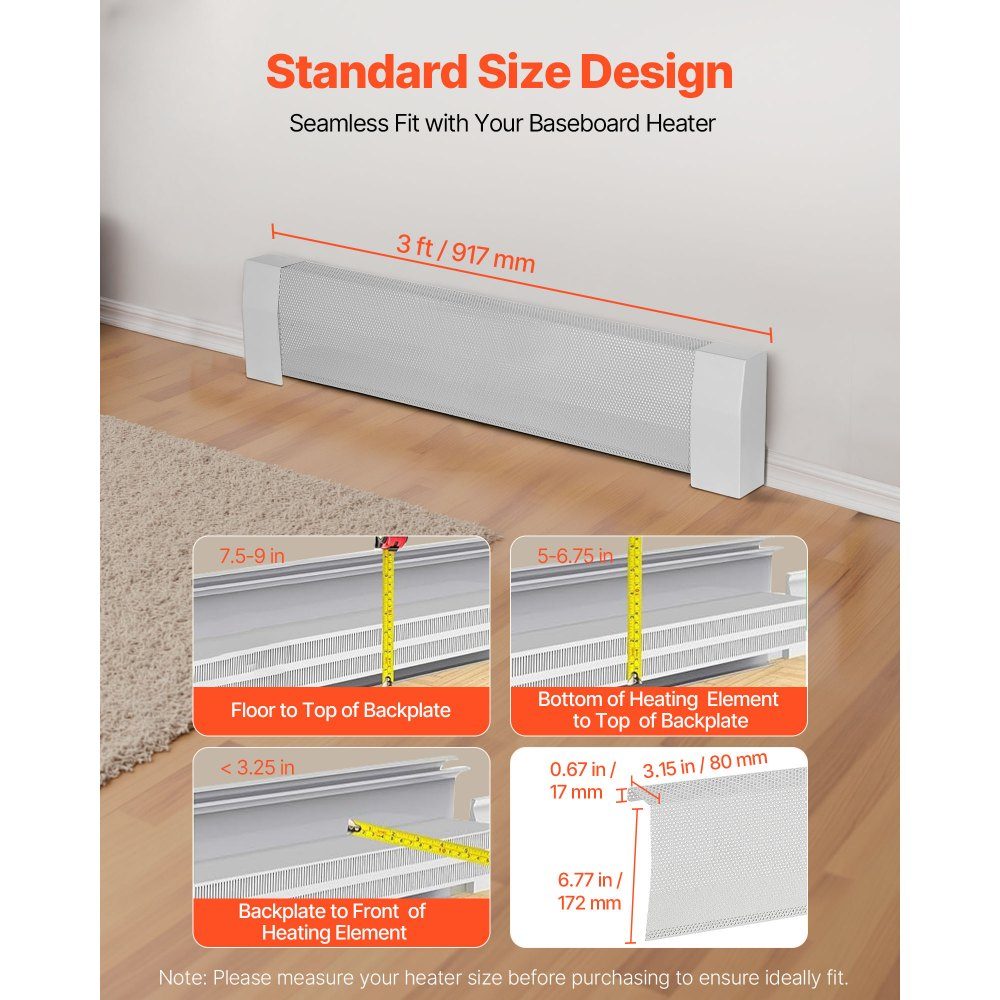 Heater Covers Premium Series 917 x 81 x 193mm Standard Front Cover for Radiators Electric Heaters Heavy Duty Steel Replacement Cover for Bedroom White