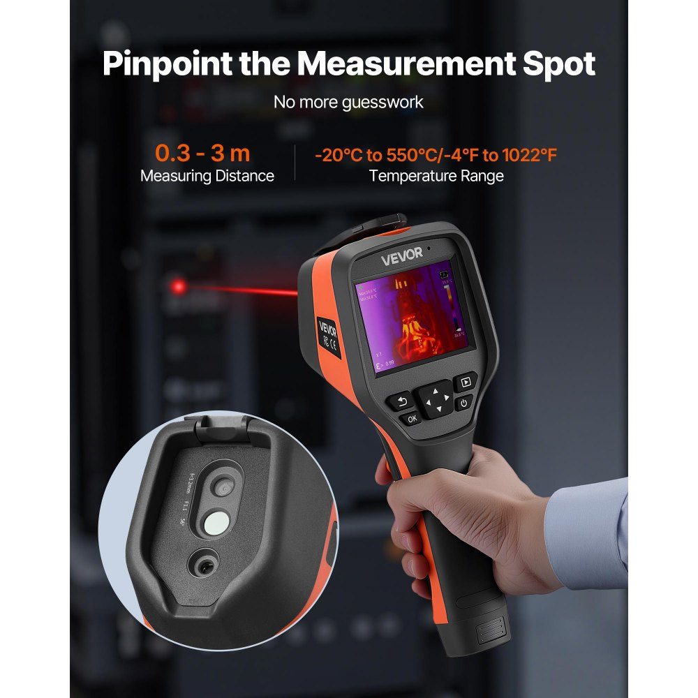 Thermal Imaging Camera, 256 x 192 IR Resolution, Thermal Imaging Device with 2MP Visual Camera, Infrared Imaging Camera with 25Hz Refresh Rate and 3.5" Touch Screen, -20°C to 550°C, WiFi Support