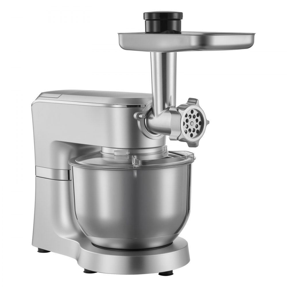 Multifunctional electric food processor 1500 W with stainless steel bowl (6 l) and mixing cup (1.5 l), kneading machine, dough mixer with 6+P speeds, dough hook, whisk and beater