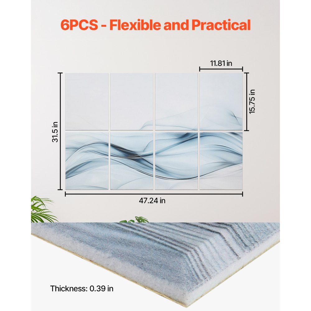 Packung mit 8 Akustikpaneelen, 1200 x 800 x 10 mm, Akustikwandpaneele, selbstklebende, schalldämpfende und absorbierende Paneele für Zuhause, Büro, Studio, Spielzimmer, Theater, Seidenmotiv