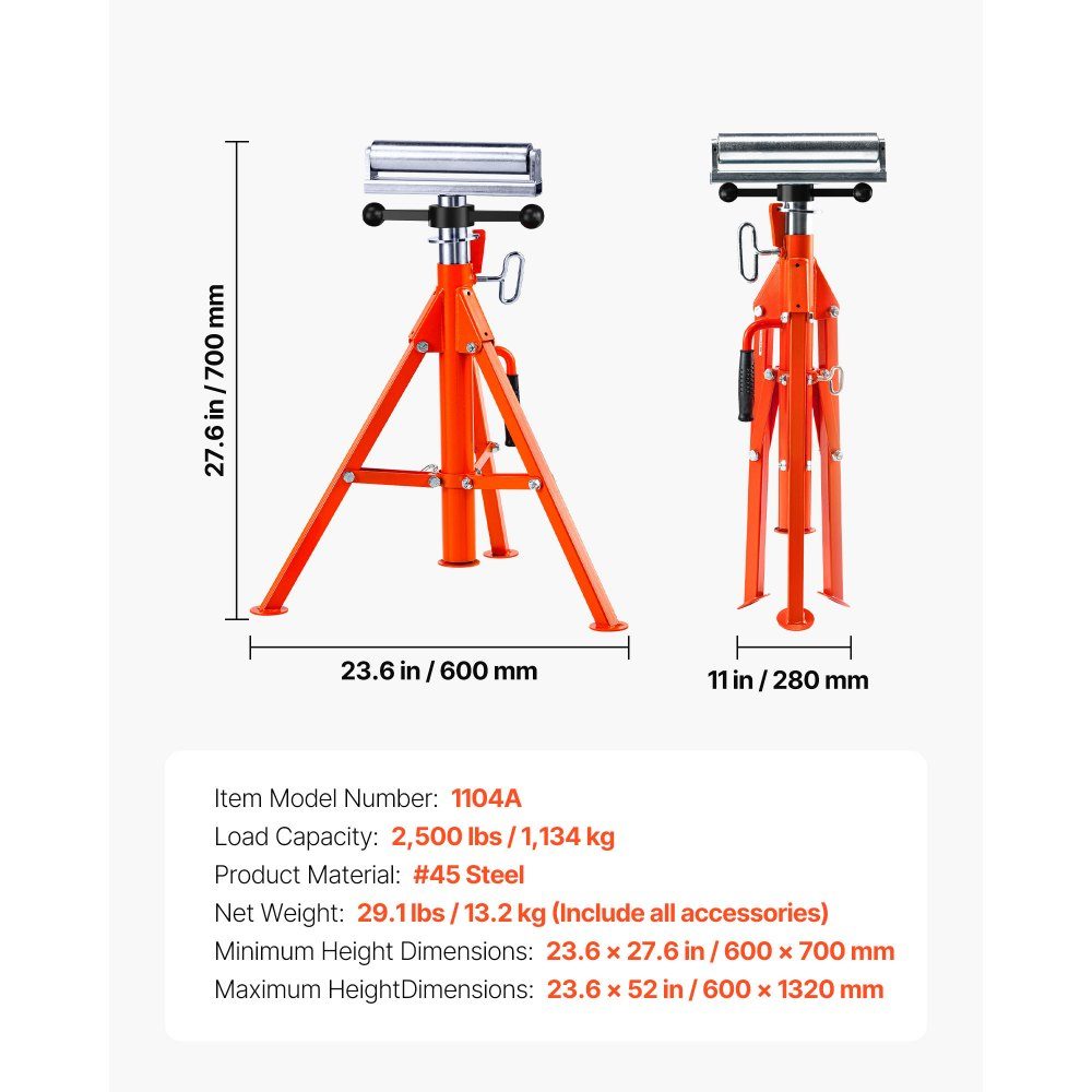 Rolling stand 1134 kg load capacity Rolling stand No. 45 Steel rolling stand Height adjustable from 700 to 1320 mm Folding stand Support stand Work stand Assembly stand for table saws Planer grinders