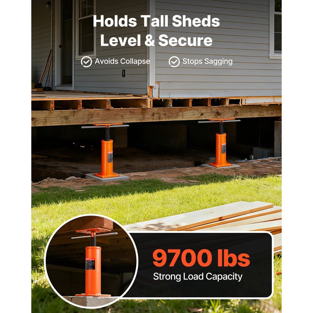 Home Use Floor Jack 2 Pack Height Range: 12" to 16" Maximum Load Capacity per Unit: 100lbs Adjustable Support Beam Basement Jack Post for Leveling Telescopic Steel Floor Jack for Temporary Support