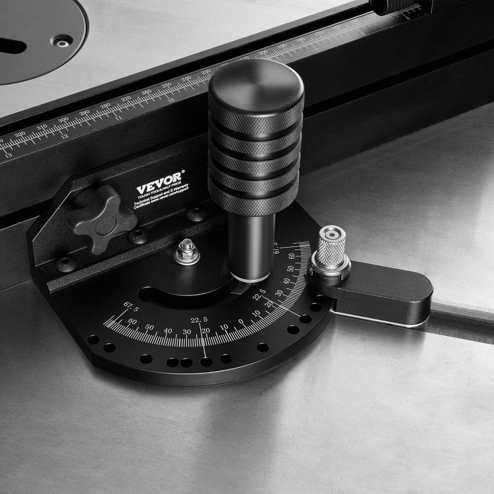 Miter Gauge Standard Slot 19x10mm Aluminum Alloy with 48-89cm Grid 15 Angle Stops Adjustable Piston and Removable Disc for Woodworking