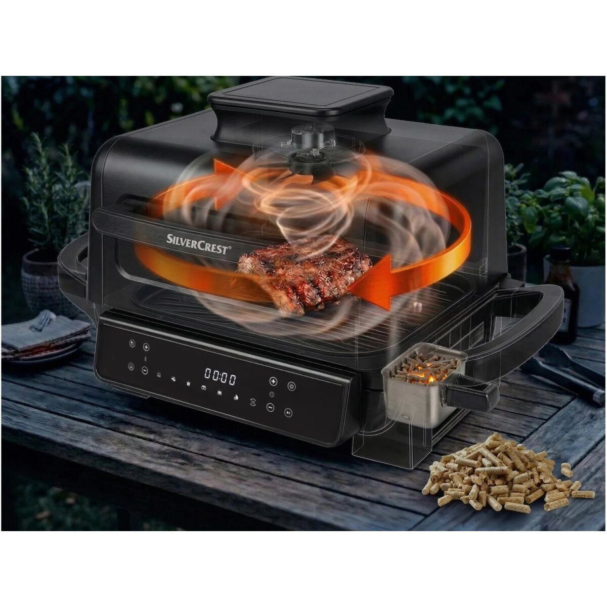 SILVERCREST® KITCHEN TOOLS hot air fryer with grill and smoker function »SHLFS 2200 A1«, 2200 W, 3.8 l