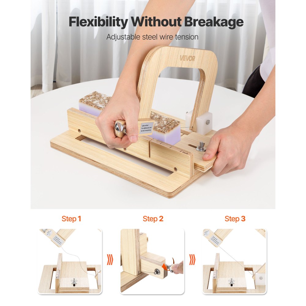 Soap Cutter 0-2 Inch Adjustable Thickness, Wooden Soap Cutter with Adjustable Wire Tension Stainless Steel, with Extra Wires, Multi-Handmade DIY Cutting Tool Soap Cutter 0-2 Inch Adjustable Thickness, Wooden Soap Cutter with Adjustable Wire Tension Stainless Steel, with Extra Wires, Multi-Handmade DIY Cutting Tool