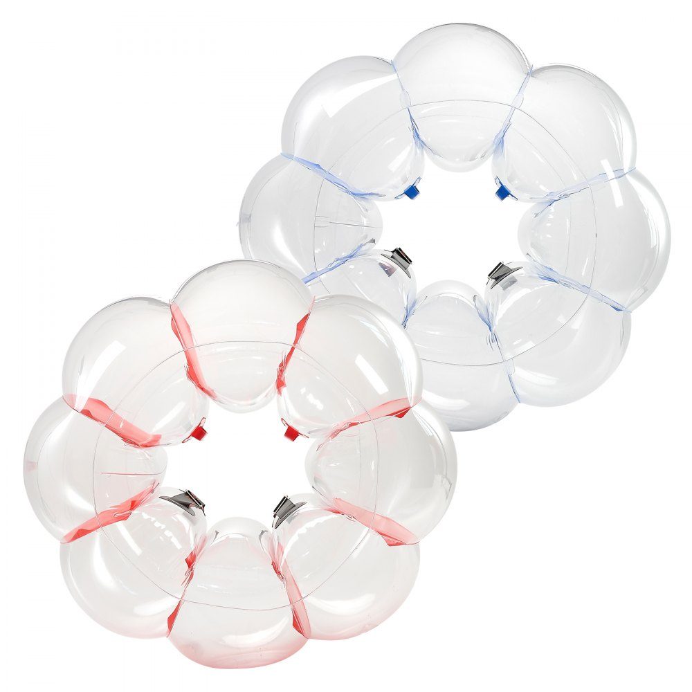 Inflatable Bumper Ball (2 Pack) 1.2m Heavy Duty 0.5mm Thick PVC Bubble Knocker Collision Ball for Outdoor Sports Team Games Park Toy (Red + Blue Stripes)
