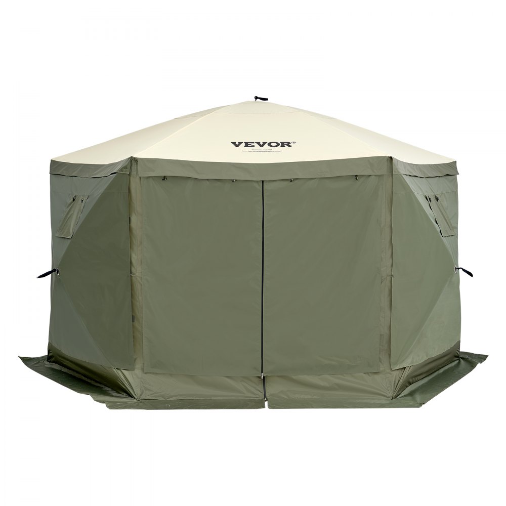 Pop Up Gazebo Tent, Pop Up Tent with 6 Side Canopy, Sun Shade with 6 Removable Privacy Wind Cloths and Mesh Windows, 12 x 12 Feet, Quick Pitch Tent with Mosquito Net, Army Green Pop Up Gazebo Tent, Pop Up Tent with 6 Side Canopy, Sun Shade with 6 Removable Privacy Wind Cloths and Mesh Windows, 12 x 12 Feet, Quick Pitch Tent with Mosquito Net, Army Green