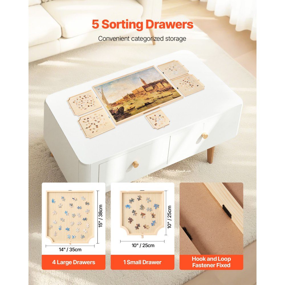 2000-teiliges drehbares Puzzle-Brett mit 5 Schubladen und Abdeckung, tragbarer Puzzle-Tisch (1045 x 763 x 36 mm), Puzzle-Zubehör für Erwachsene, Puzzle-Organizer, Aufbewahrungssystem, Puzzle-Bretter