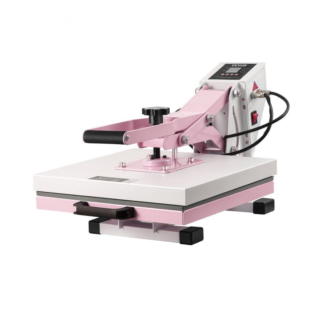 Warmtepers, 15x15 inch digitale warmtepers, uittrekbare warmteoverdrachtmachine, snelle en gelijkmatige verwarming, 2-laags isolatiekatoenen warmteoverdrachtmachine voor T-shirts/kussens/tassen, roze