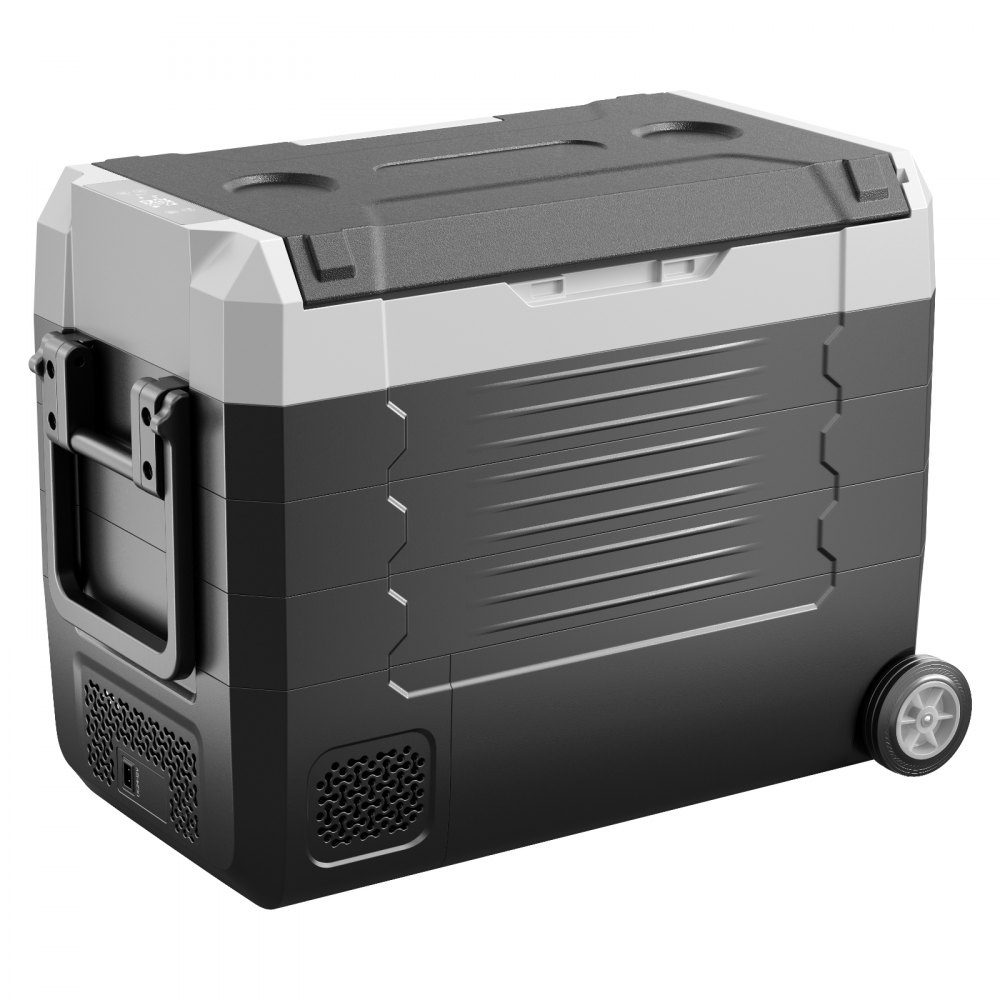 Compressor Cooler 12/24V DC 100-240V AC, Car Fridge 45L with App Control & Wheels & 2 Temperature Zones (-20°C to 20°C), Portable Fridge for RV, Boat, Camping, Fishing